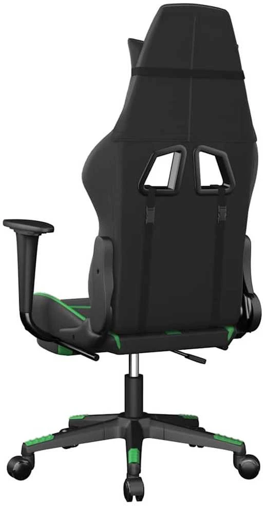 Masažinė žaidimų kėdė su pakoja, juoda ir žalia, dirbtinė oda