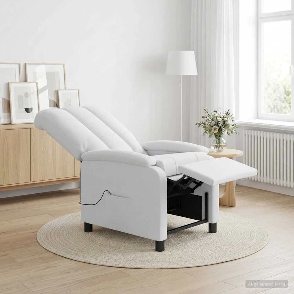 Fotelis Masažinis atlošiamasis krėslas Balta Audinys