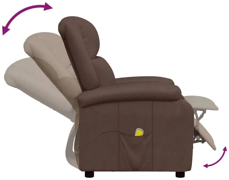 Fotelis Masažinis krėslas, rudos spalvos, dirbtinė oda