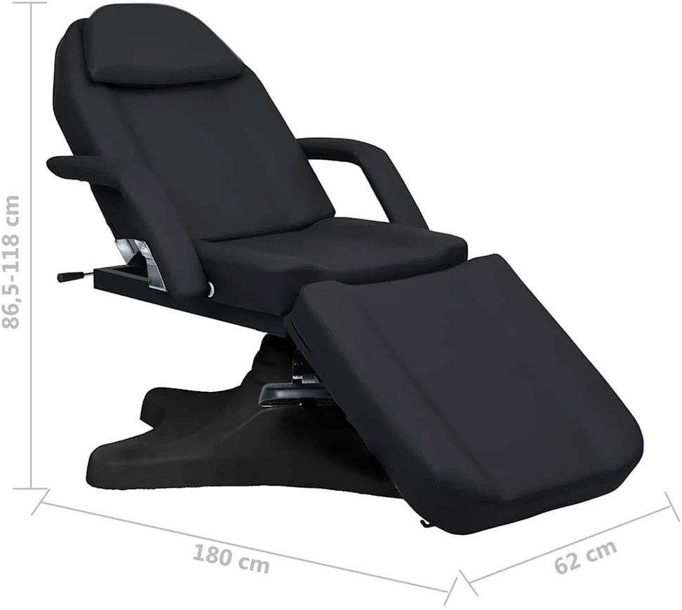 Masažinis stalas, juodos spalvos, 180x62x(86,5-118)cm