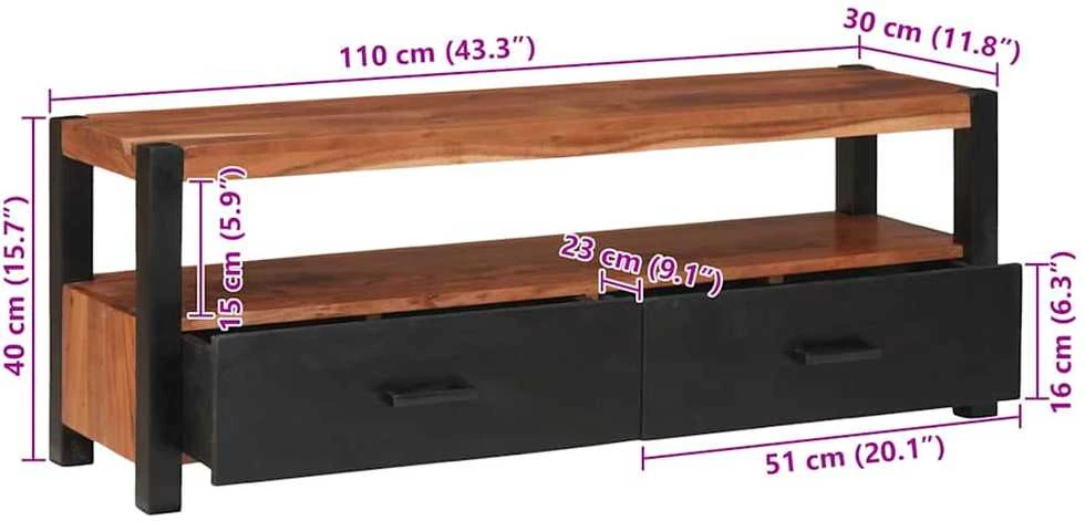 Medijos spintelė Ruda 110 x 30 x 40 cm Kietos akacijos mediena