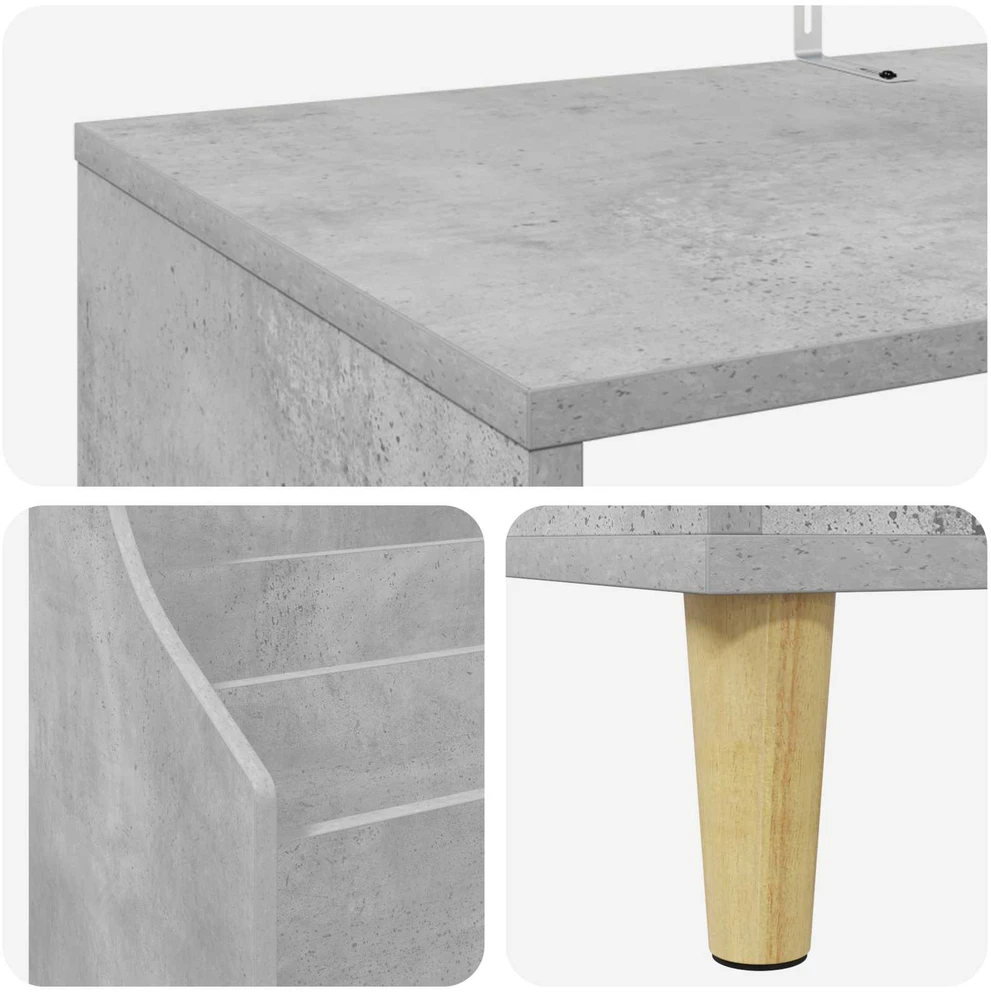 Medijos lentynos rinkinys 3 vnt. Betono pilka 212 x 46 x 112 cm