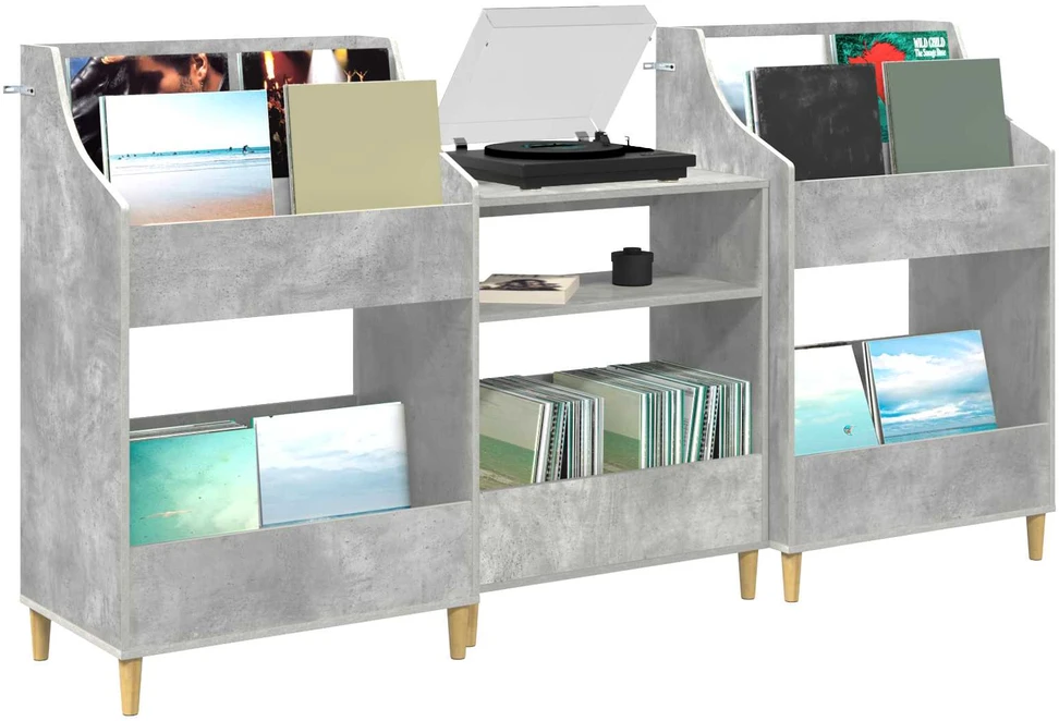 Medijos lentynos rinkinys 3 vnt. Betono pilka 212 x 46 x 112 cm