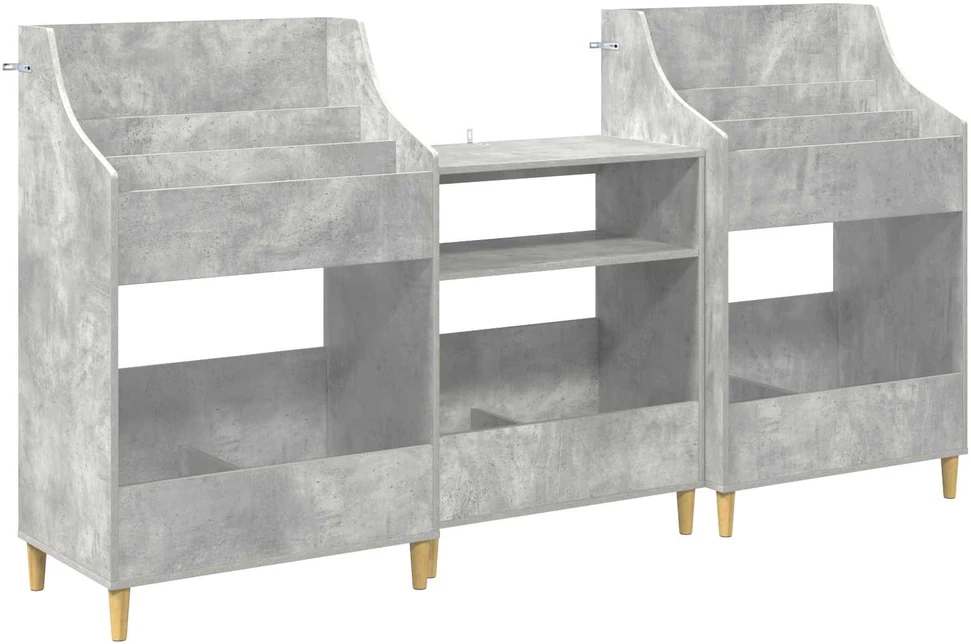 Medijos lentynos rinkinys 3 vnt. Betono pilka 212 x 46 x 112 cm