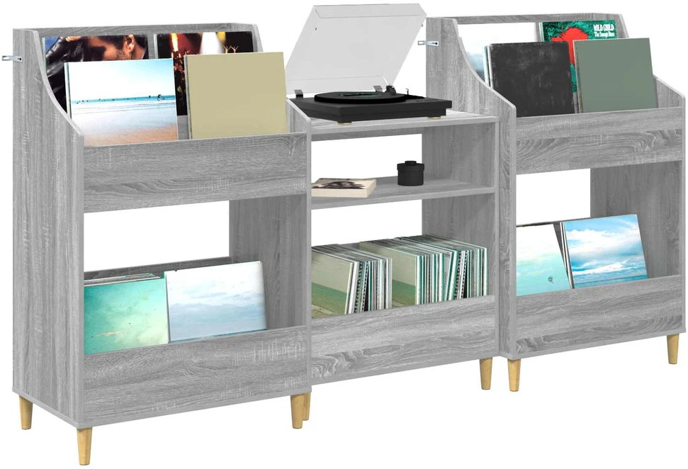 Medijos lentynos rinkinys 3 vnt. Pilka Sonoma 212 x 46 x 112 cm