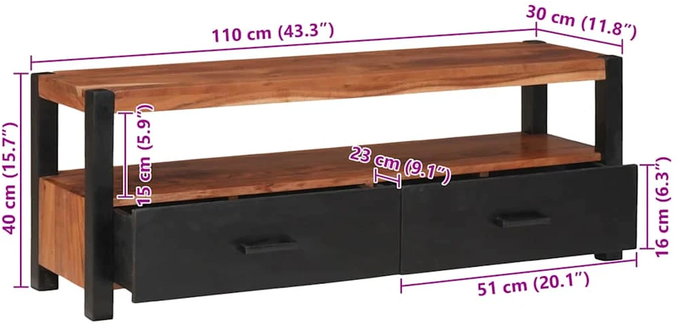 Medijos spintelė Ruda 110 x 30 x 40 cm Kietos akacijos mediena