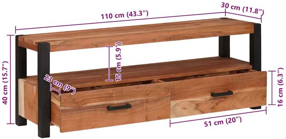 Televizoriaus spintelė su stalčių Ruda 110 x 30 x 40 cm