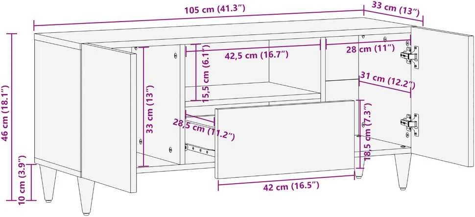 Televizoriaus spintelė Ruda 105 x 33,5 x 46 cm