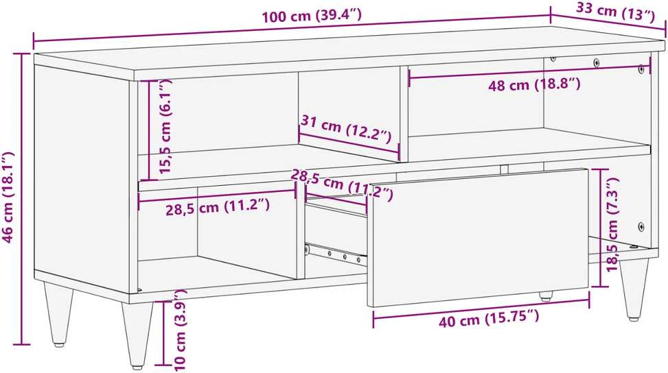 Televizoriaus spintelė Ruda 100 x 33,5 x 46 cm