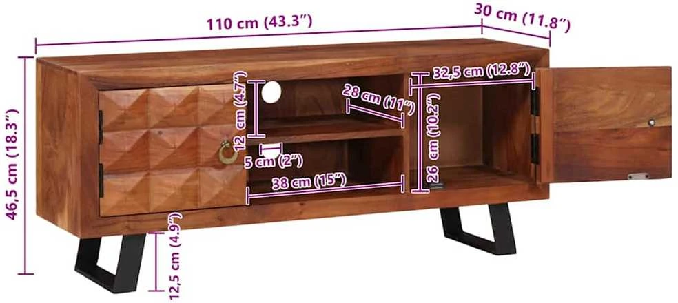 Televizoriaus spintelė su lentyna honey ruda 112 x 30 x 48 cm