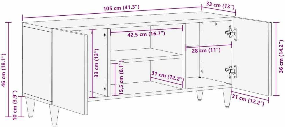 Televizoriaus spintelė Medus ruda 105 x 33 x 46 cm