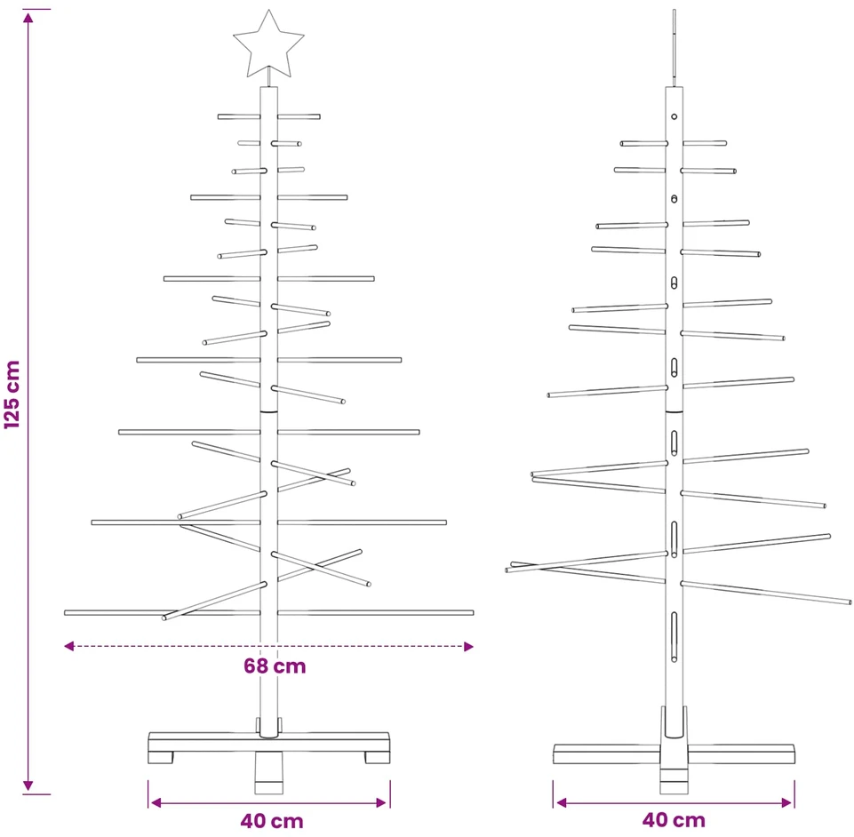 Medinė Kalėdų eglutė 125 cm Bambukas ir pušies medienos masyvas