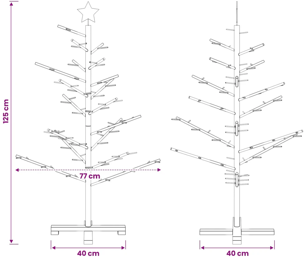 Medinė Kalėdų eglutė 125 cm Bambukas ir pušies medienos masyvas