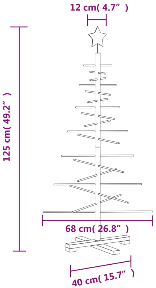 Medinė Kalėdų eglutė, 125cm, pušies medienos masyvas