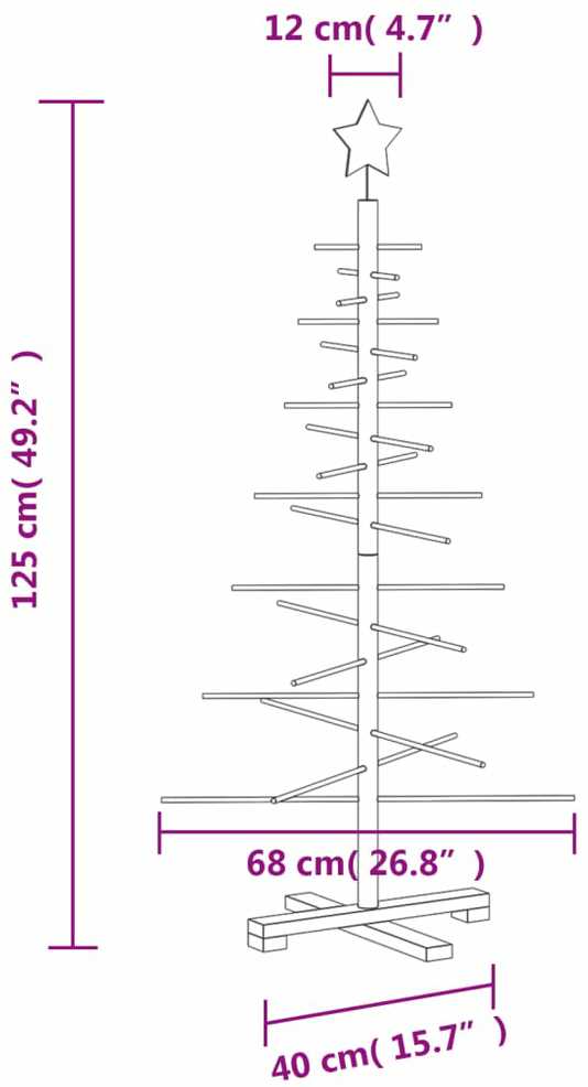 Medinė Kalėdų eglutė, 125cm, pušies medienos masyvas