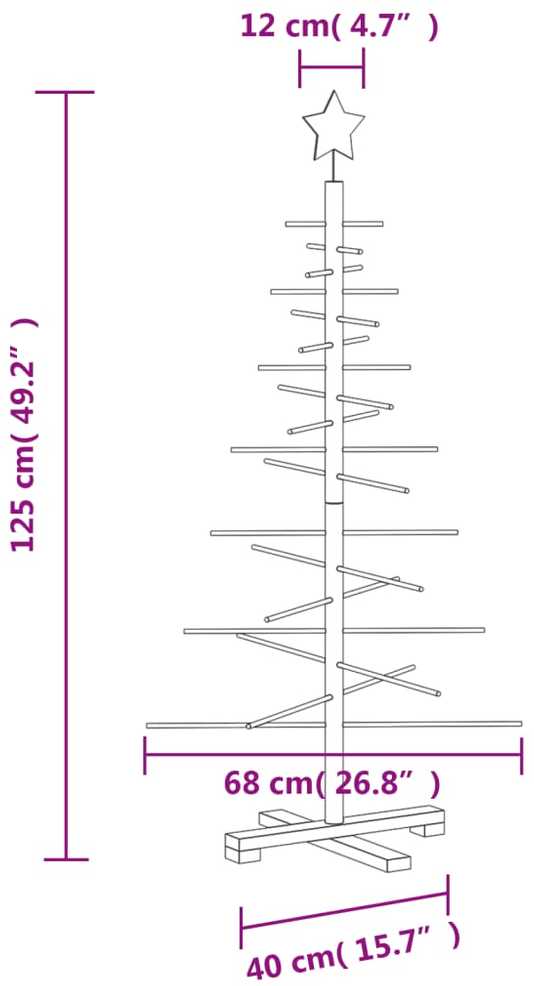Medinė Kalėdų eglutė, 125cm, pušies medienos masyvas