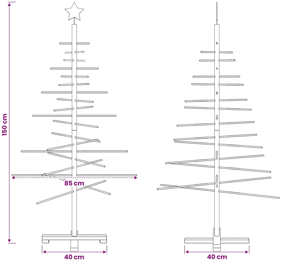 Medinė Kalėdų eglutė 150 cm Bambukas ir pušies medienos masyvas