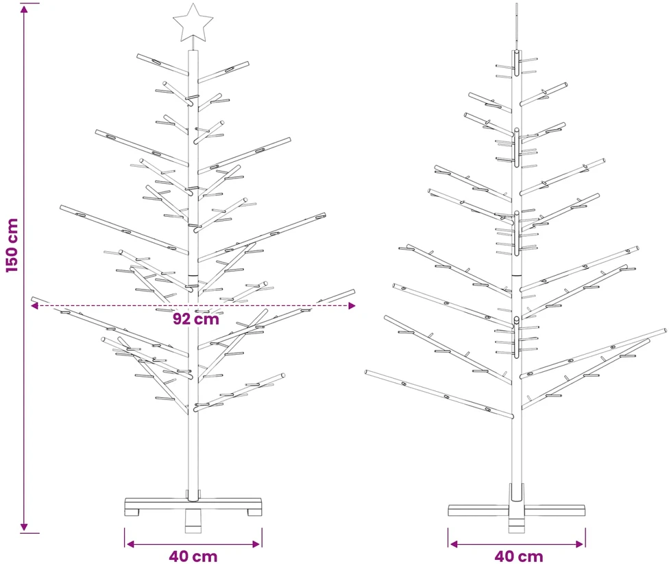 Medinė Kalėdų eglutė 150 cm Bambukas ir pušies medienos masyvas
