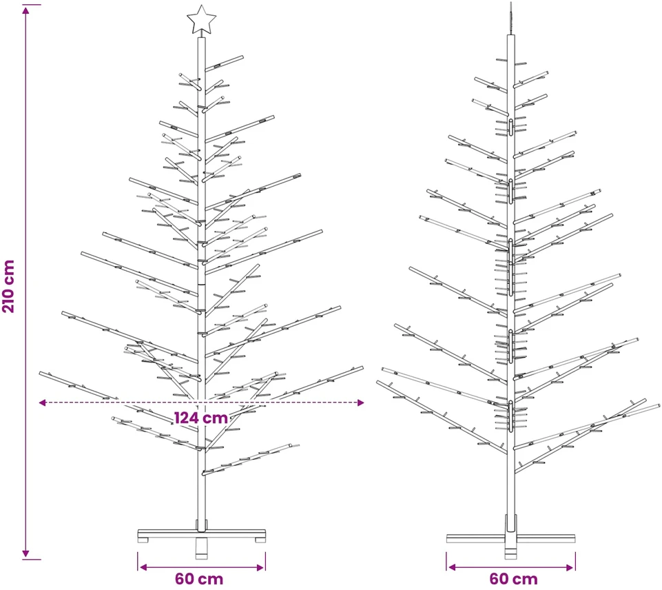Medinė Kalėdų eglutė 210 cm Bambukas ir pušies medienos masyvas