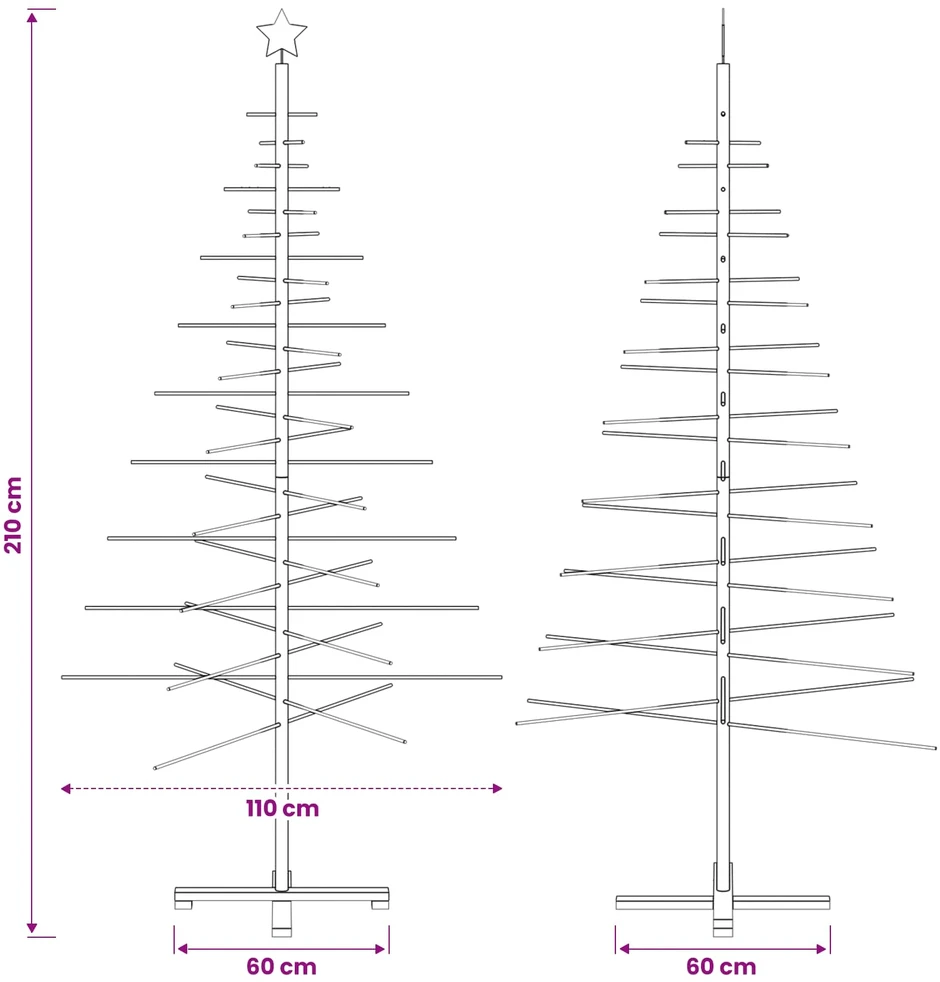 Medinė Kalėdų eglutė 210 cm Bambukas ir pušies medienos masyvas