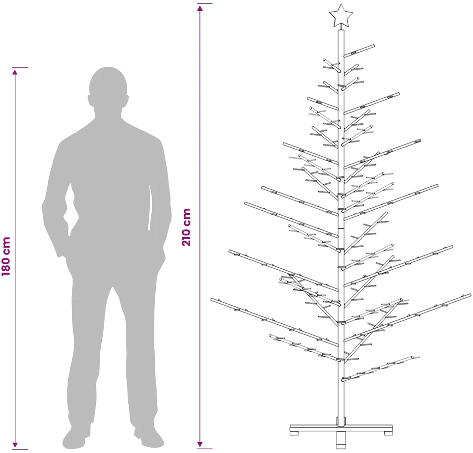 Medinė Kalėdų eglutė 210 cm Bambukas ir pušies medienos masyvas