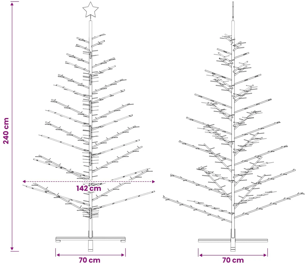 Medinė Kalėdų eglutė 240 cm Bambukas ir pušies medienos masyvas