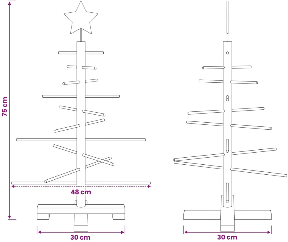 Medinė Kalėdų eglutė 75 cm Bambukas ir pušies medienos masyvas