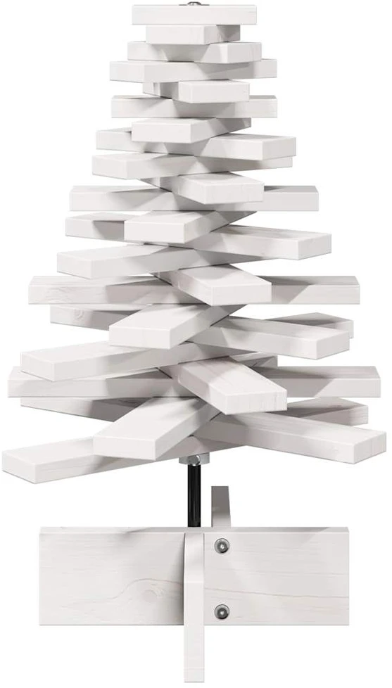 Medinė Kalėdų eglutė, balta, 60cm, pušies medienos masyvas