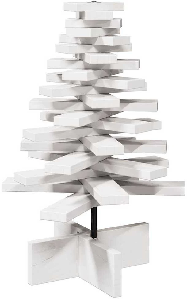 Medinė Kalėdų eglutė, balta, 60cm, pušies medienos masyvas