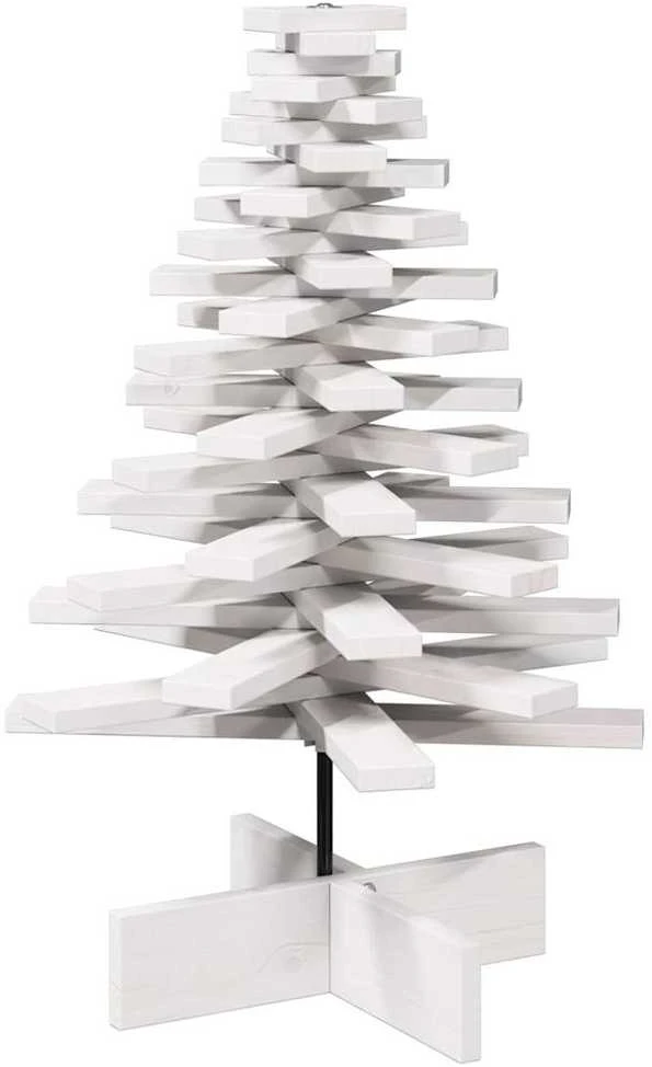 Medinė Kalėdų eglutė, balta, 80cm, pušies medienos masyvas