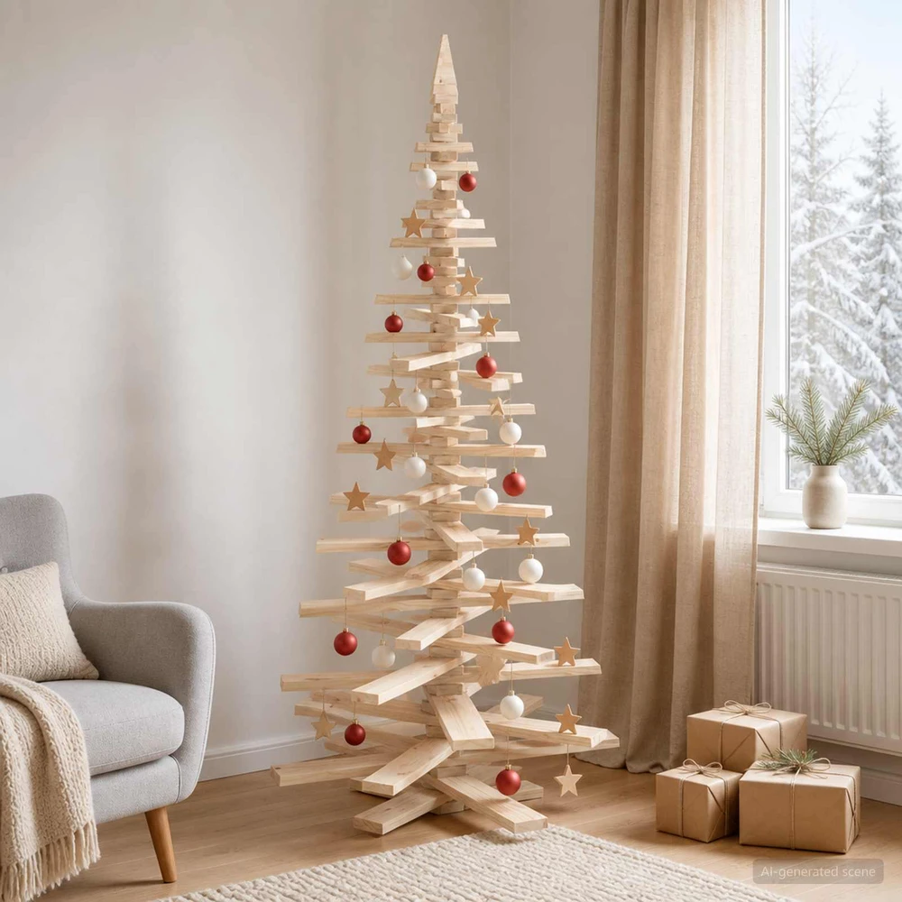 Medinė Kalėdų eglutė KOTKA 210 cm Pušies medienos masyvas
