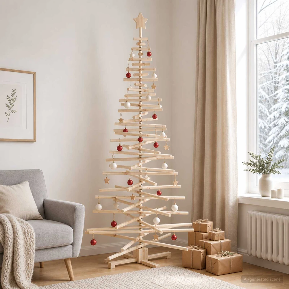 Medinė Kalėdų eglutė KOTKA 210 cm Pušies medienos masyvas