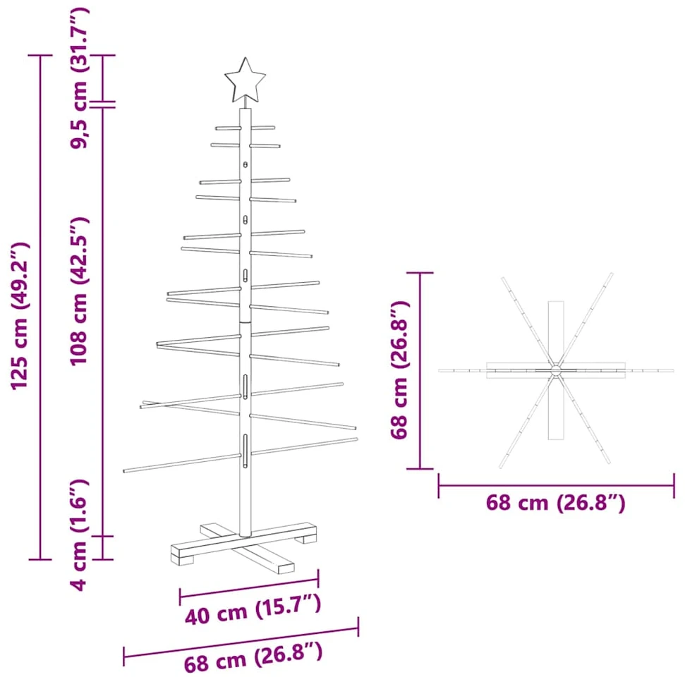 Medinė Kalėdų eglutė Ruda 125 cm Bambukas