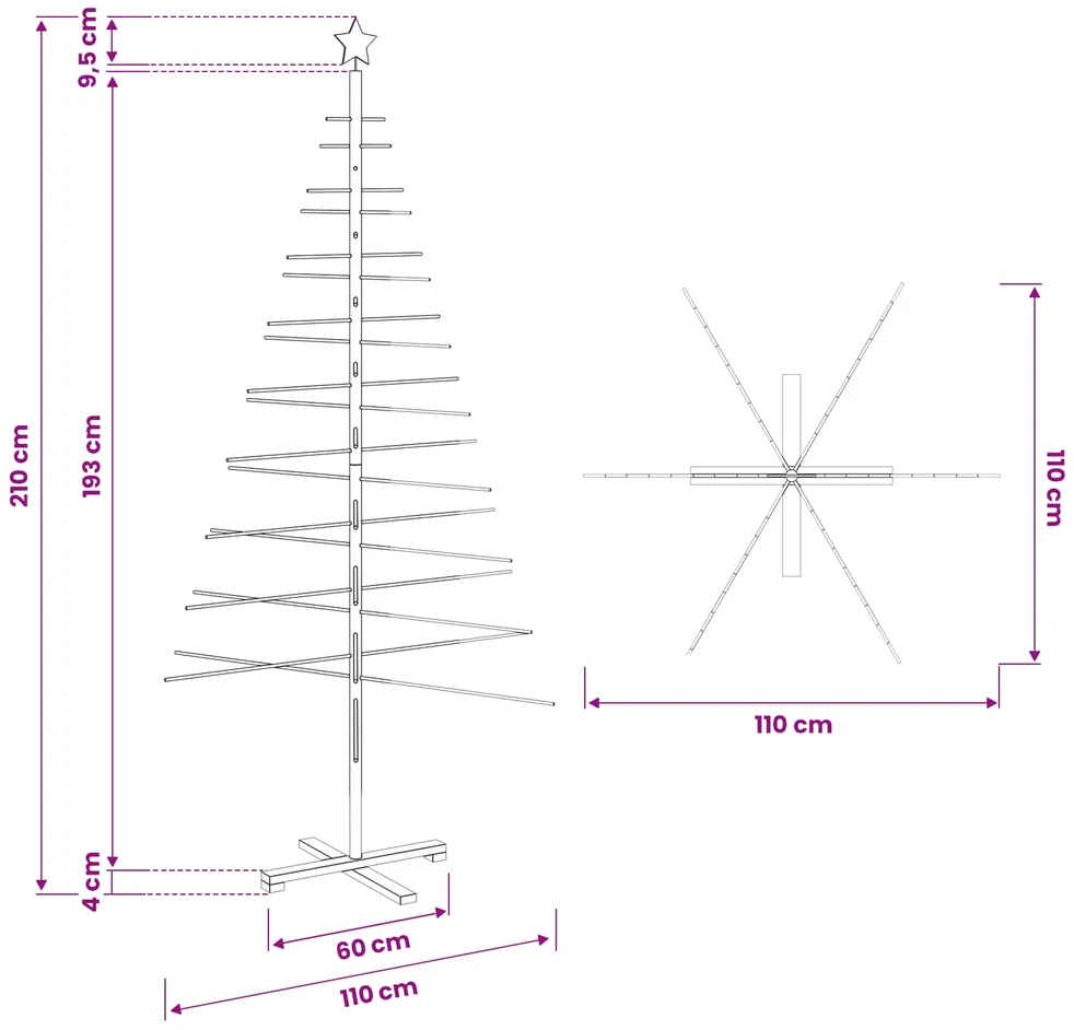 Medinė Kalėdų eglutė Ruda 210 cm Bambukas
