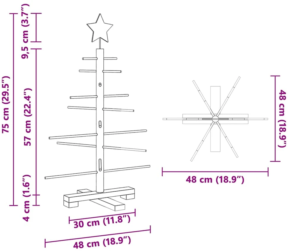 Medinė Kalėdų eglutė Ruda 75 cm Bambukas
