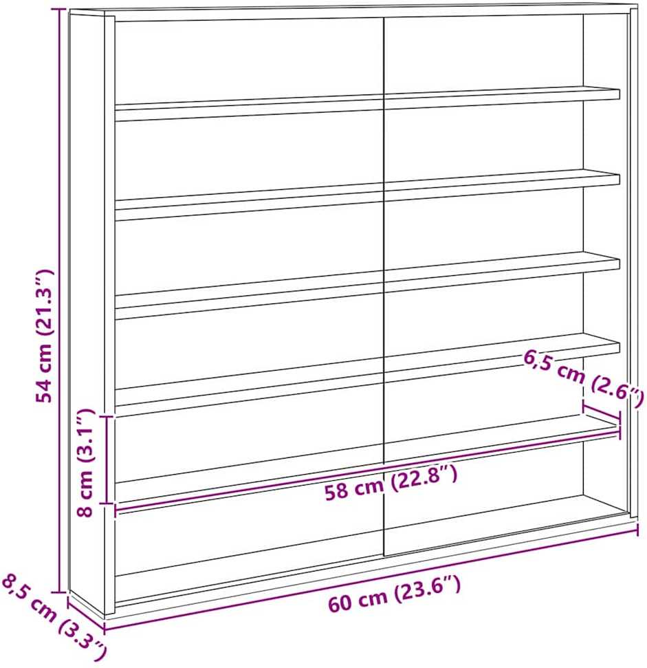 Sieninis vitrina su lentyna Smėlio 60 x 8,5 x 54 cm fanera