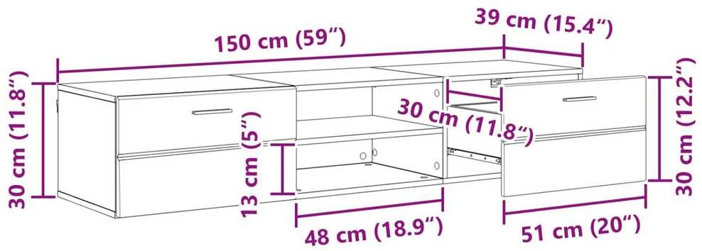 Medinė spinta 150 x 39 x 30 cm Betono pilka Apdirbta mediena