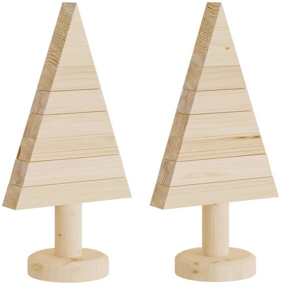 Medinės Kalėdų eglutės, 2vnt., 30cm, pušies medienos masyvas