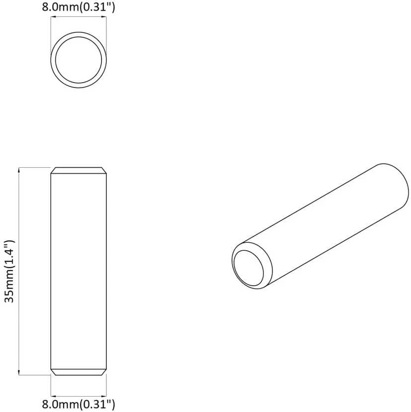 Mediniai kaiščiai 2 vnt. Ruda Ø 8 x 35 mm Medienos masyvas