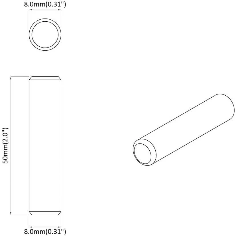 Mediniai kaiščiai 2 vnt. Ruda Ø 8 x 50 mm Medienos masyvas
