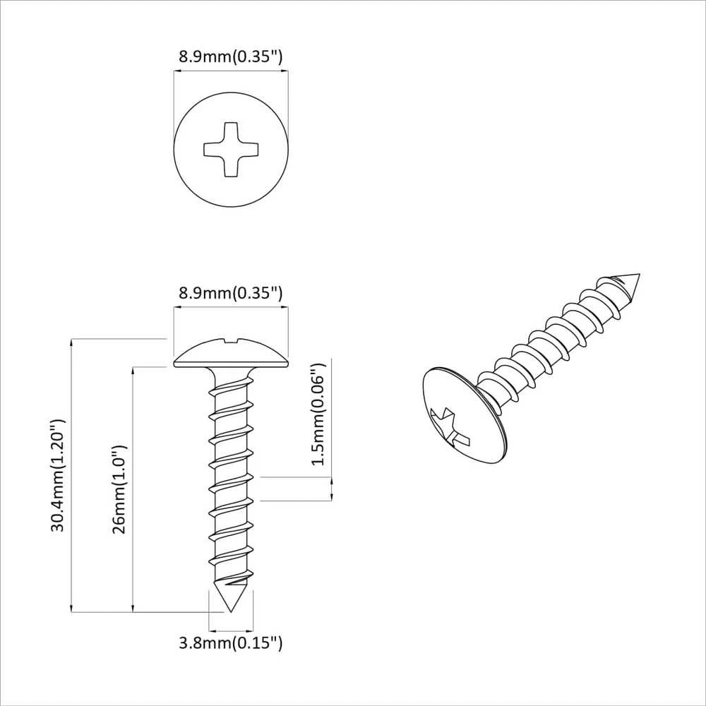 Mediniai varžtai 2 vnt. Sidabrinė M4 x 28 mm Plienas