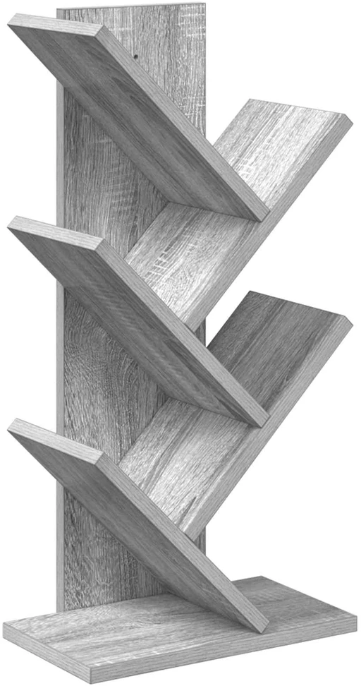 Medinis 4-juos aukštų knygų stovas 30 x 18 x 60 cm Pilka Sonoma
