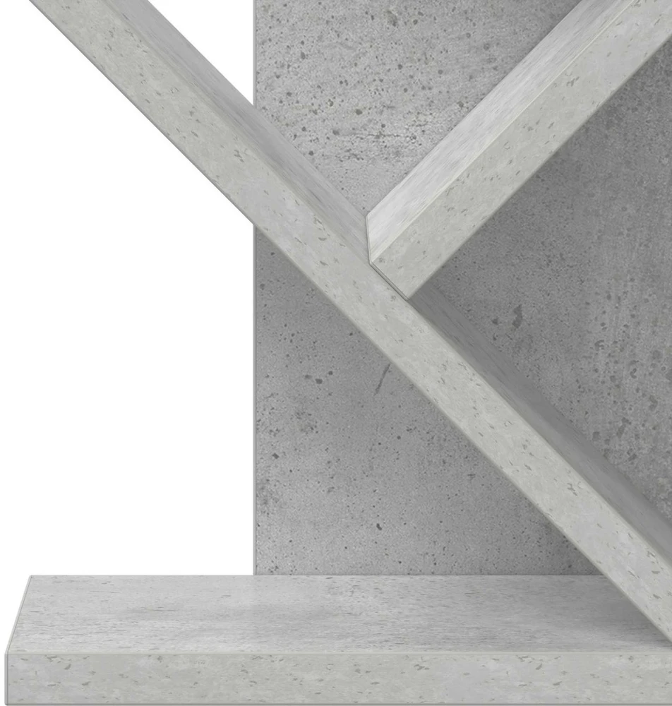 Medinis 4-juos aukštų knygų stovas 30 x 18 x 60 cm Betono pilka