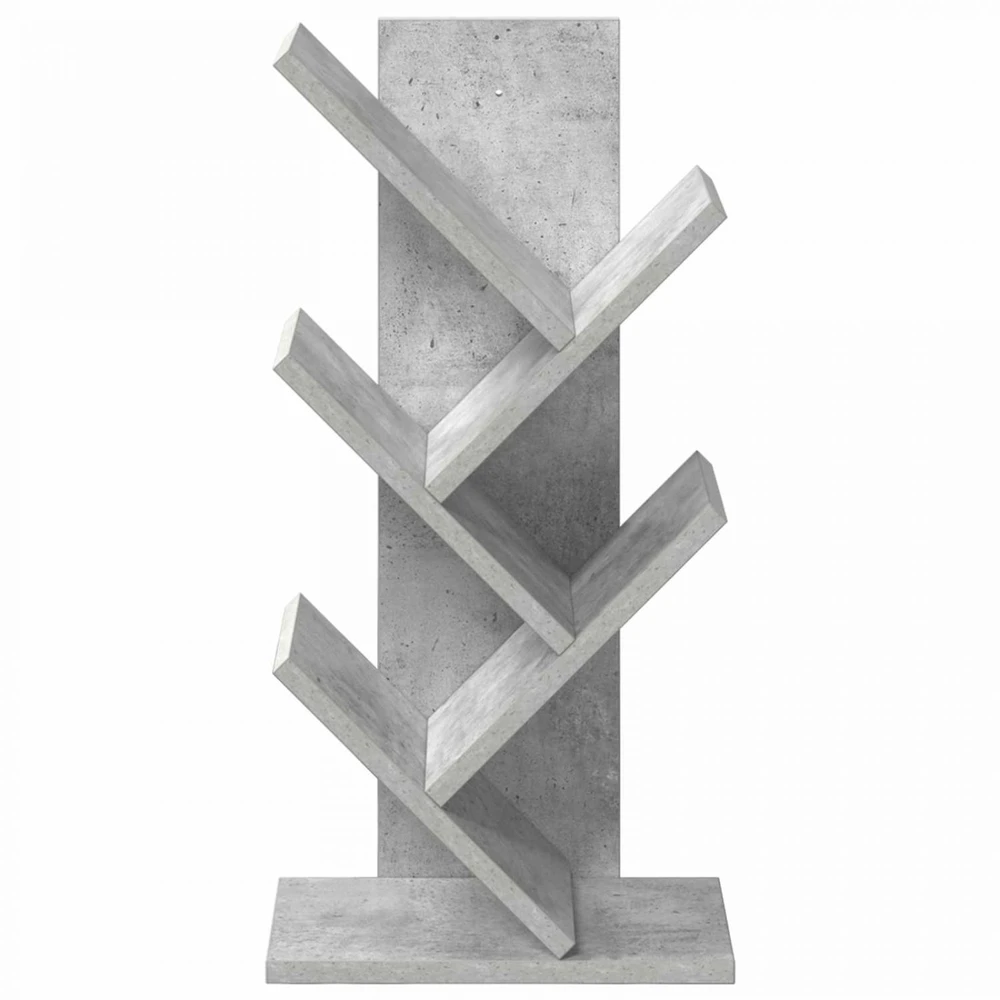 Medinis 4-juos aukštų knygų stovas 30 x 18 x 60 cm Betono pilka