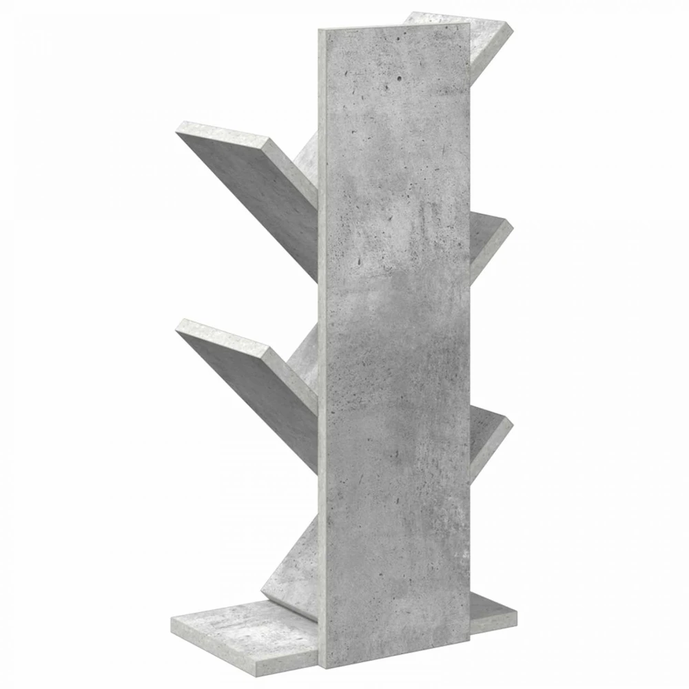 Medinis 4-juos aukštų knygų stovas 30 x 18 x 60 cm Betono pilka