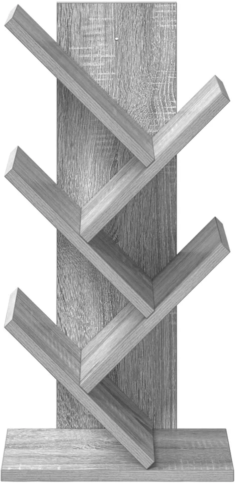 Medinis 4-juos aukštų knygų stovas 30 x 18 x 60 cm Pilka Sonoma