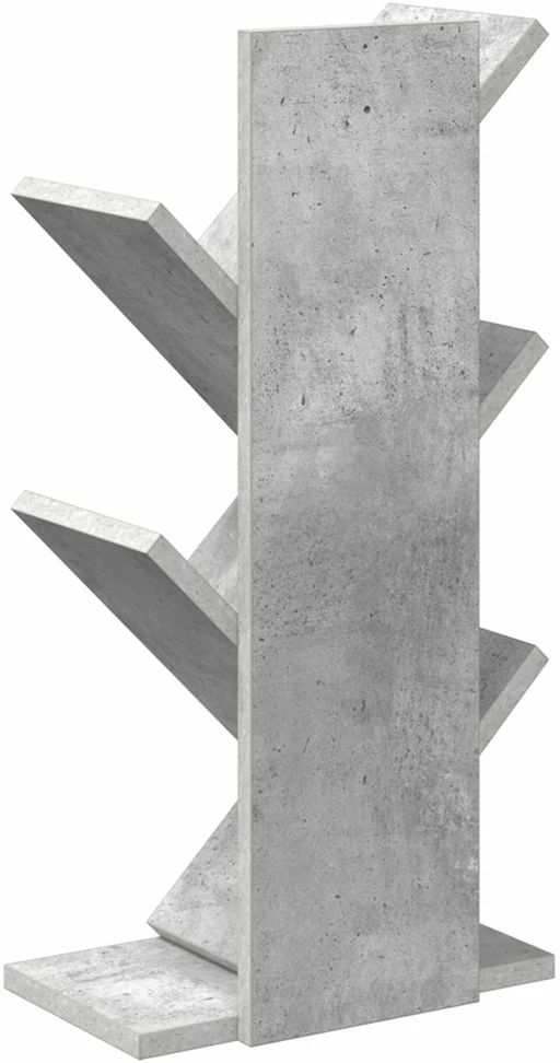 Medinis 4-juos aukštų knygų stovas 30 x 18 x 60 cm Betono pilka
