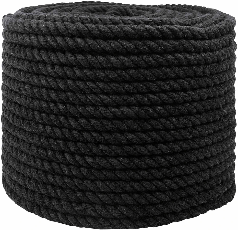 Medvilninė virvė 12 mm 250 m Juoda 100% Medvilnė