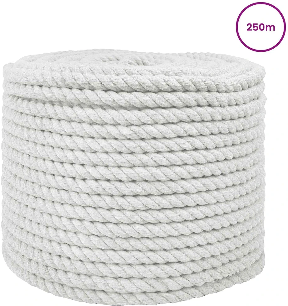 Medvilninė virvė 14 mm 250 m Balta 100% Medvilnė
