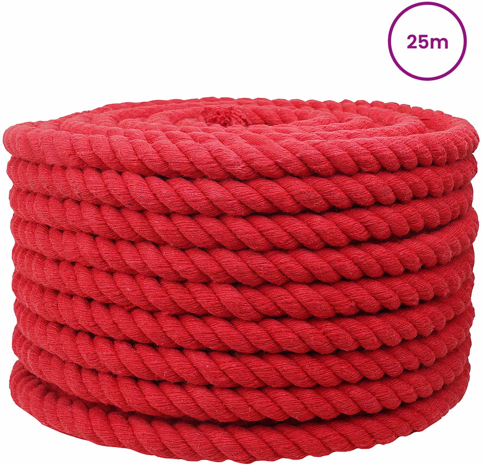 Medvilninė virvė 16 mm 25 m Raudona 100% Medvilnė